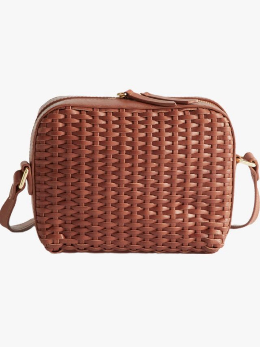 & Other Stories Textured Woven Crossbody Bag in Chestnut
